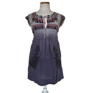 Sundance Embroidered Gray Ombre Tunic XS